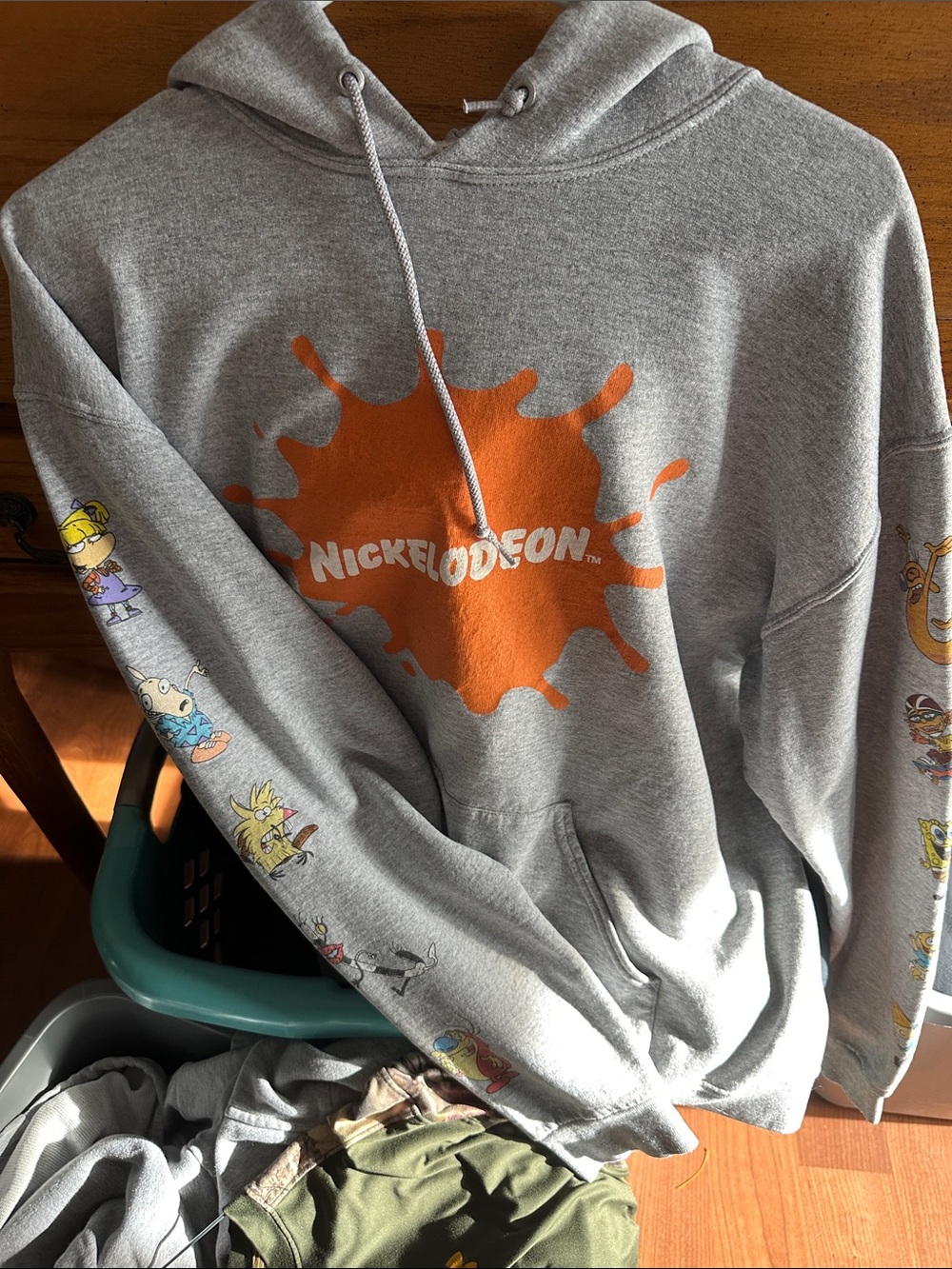 Nickelodeon Gray Crewneck Sweatshirt with Orange Splat Logo